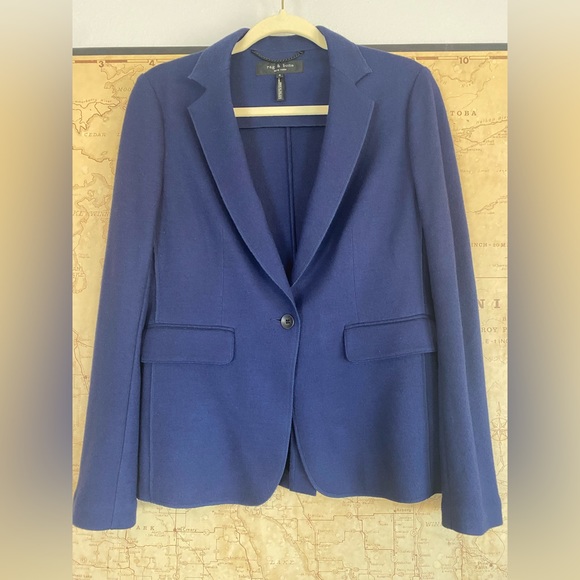 Rag & Bone New York Navy Academia 100% Wool Blazer Size 4 💙 - Picture 2 of 10